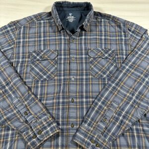 Kuhl Men's XL Button Down Shirt Long Sleeve Plaid Blue Beige Outdoor Casual Top